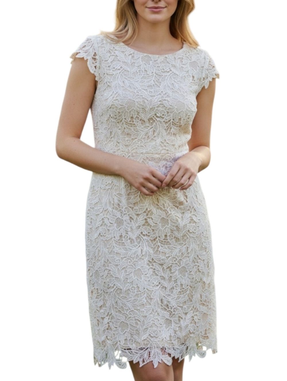 White House Black Market White Eyelet Lace Dress